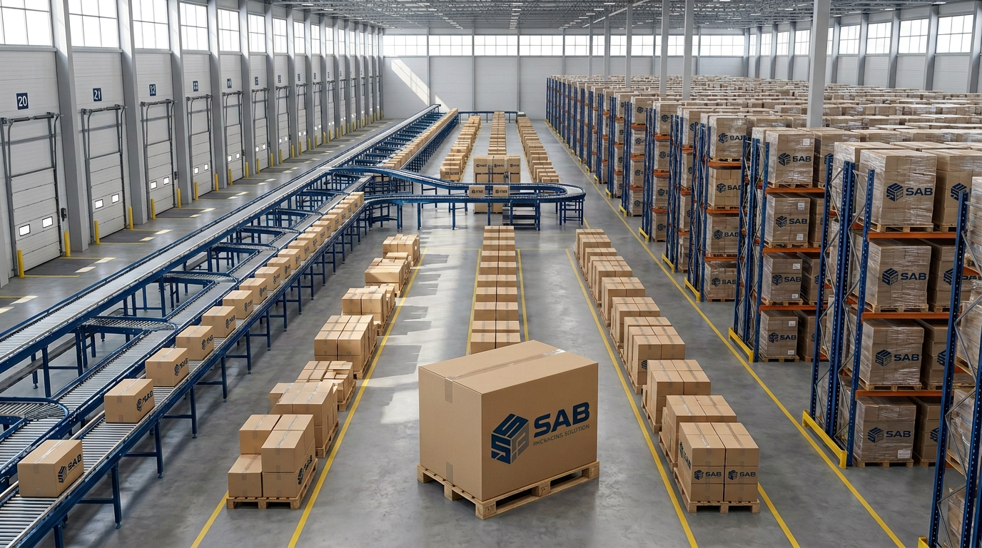 Large packaging distribution center prepared for partner fulfillment